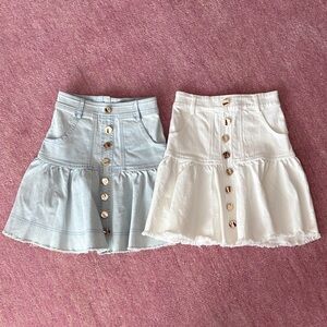 Petite Amalie Denim Jean Skirt Bundle  - Light Blue and White